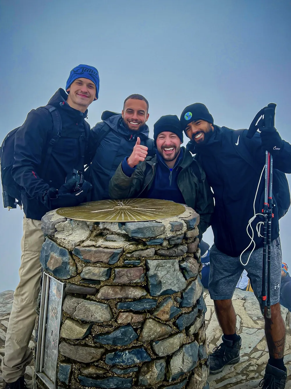 Joseph Bird on the summit of Mount Snowdon
